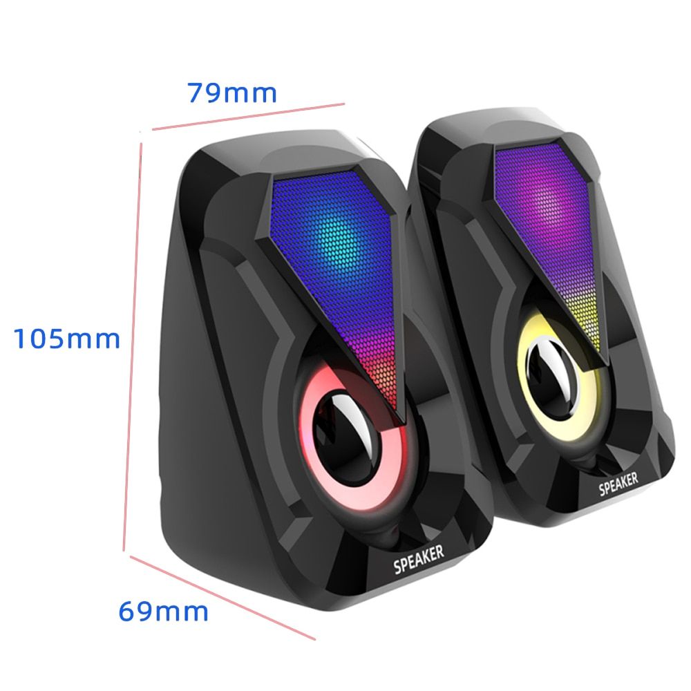 USB Wired Computer Speakers BStereo Subwoofer Colorful LED Light For Laptop Smartphones MP3 Player