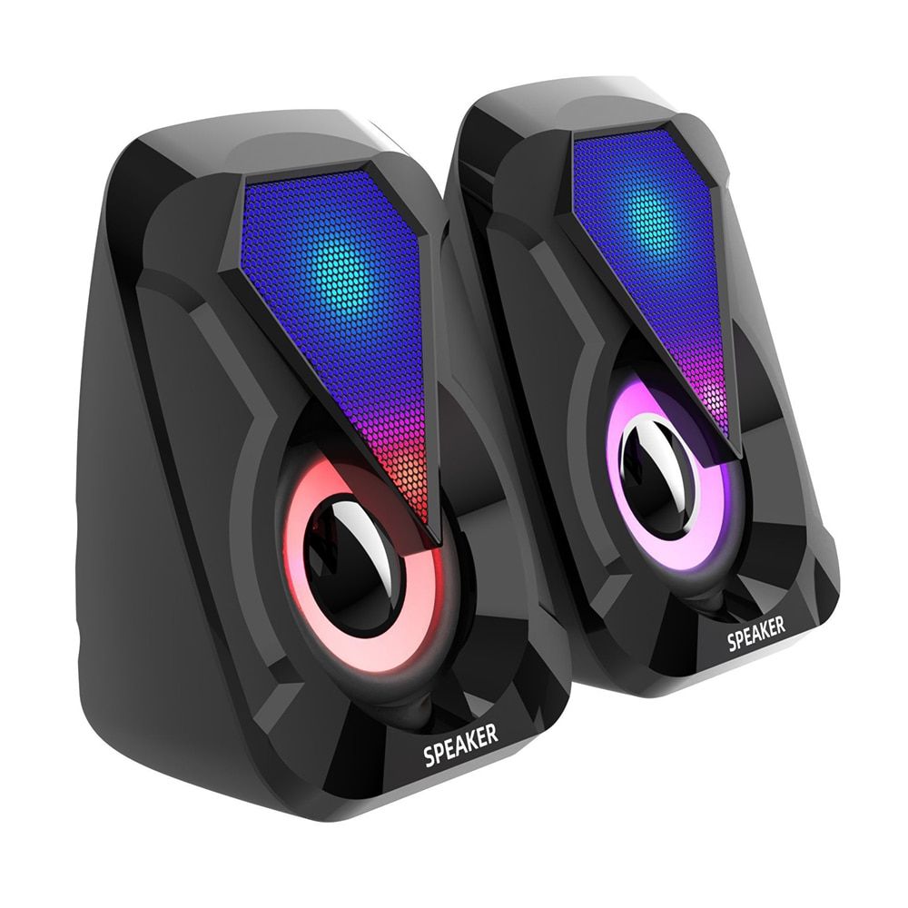 USB Wired Computer Speakers BStereo Subwoofer Colorful LED Light For Laptop Smartphones MP3 Player