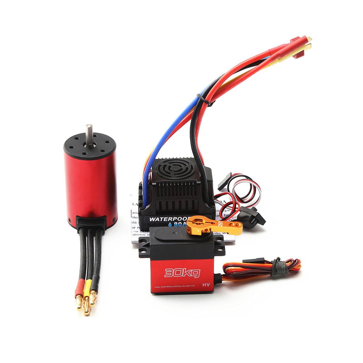 S3660 3100KV Brushless Motor Waterproof Motor 80A ESC 30KG Servo Replacement for Traxxas WLtoys RC Car Tamiya 1/8/ 1/10 RC Car
