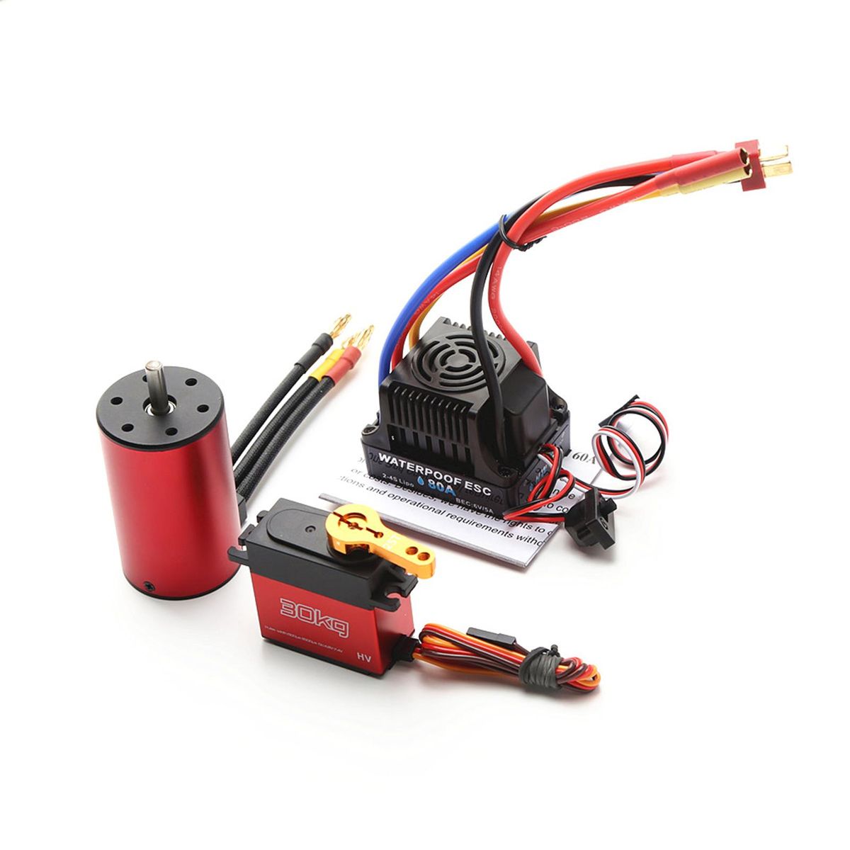 S3660 3100KV Brushless Motor Waterproof Motor 80A ESC 30KG Servo Replacement for Traxxas WLtoys RC Car Tamiya 1/8/ 1/10 RC Car
