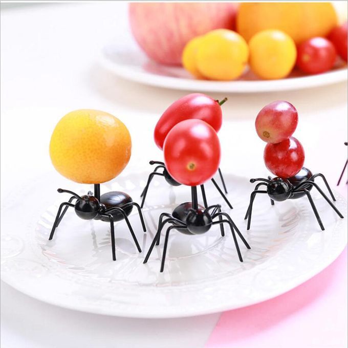 12Pcs Cute Mini Ant Fruit Fork Plastic Kitchen Forks Food Pick For Bar