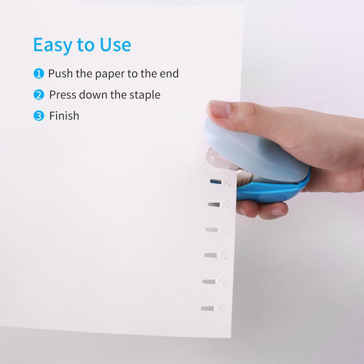 KW-triO Hand-held Mini Safe Stapler No Staples Stapleless 4 Sheets Capacity for Paper Binding Shop School Office Home Supplies