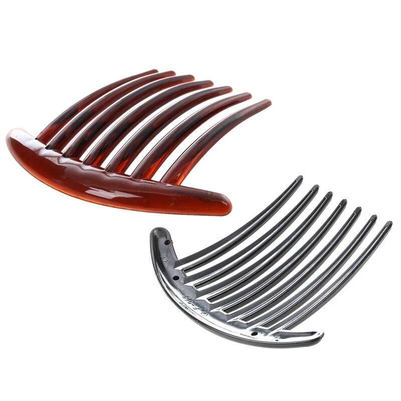 Hair Comb Pin Accessories Plastic Women Lady Fashion 2Pcs Brown & 2Pcs Black
