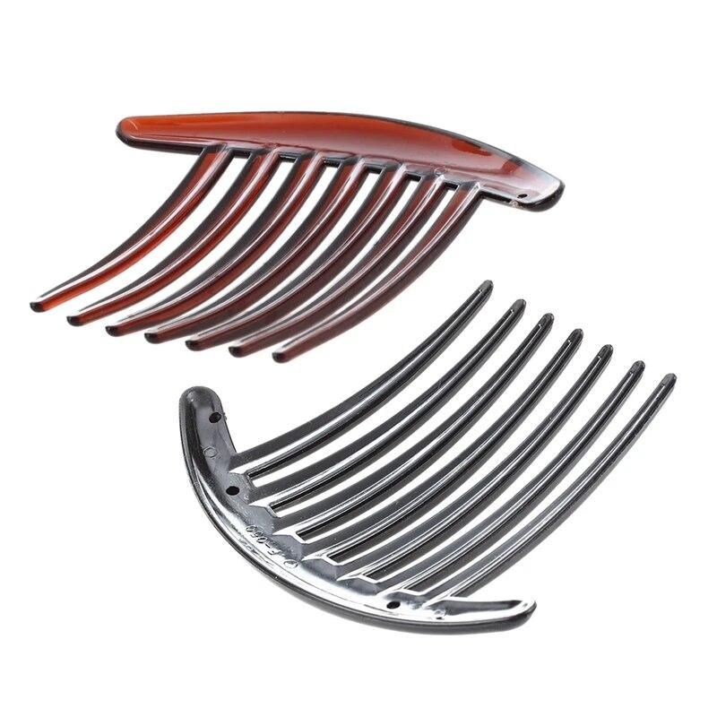 Hair Comb Pin Accessories Plastic Women Lady Fashion 2Pcs Brown & 2Pcs Black