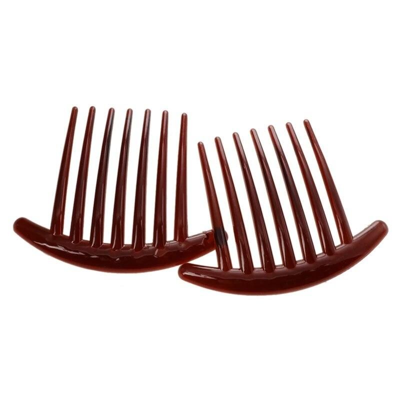 Hair Comb Pin Accessories Plastic Women Lady Fashion 2Pcs Brown & 2Pcs Black