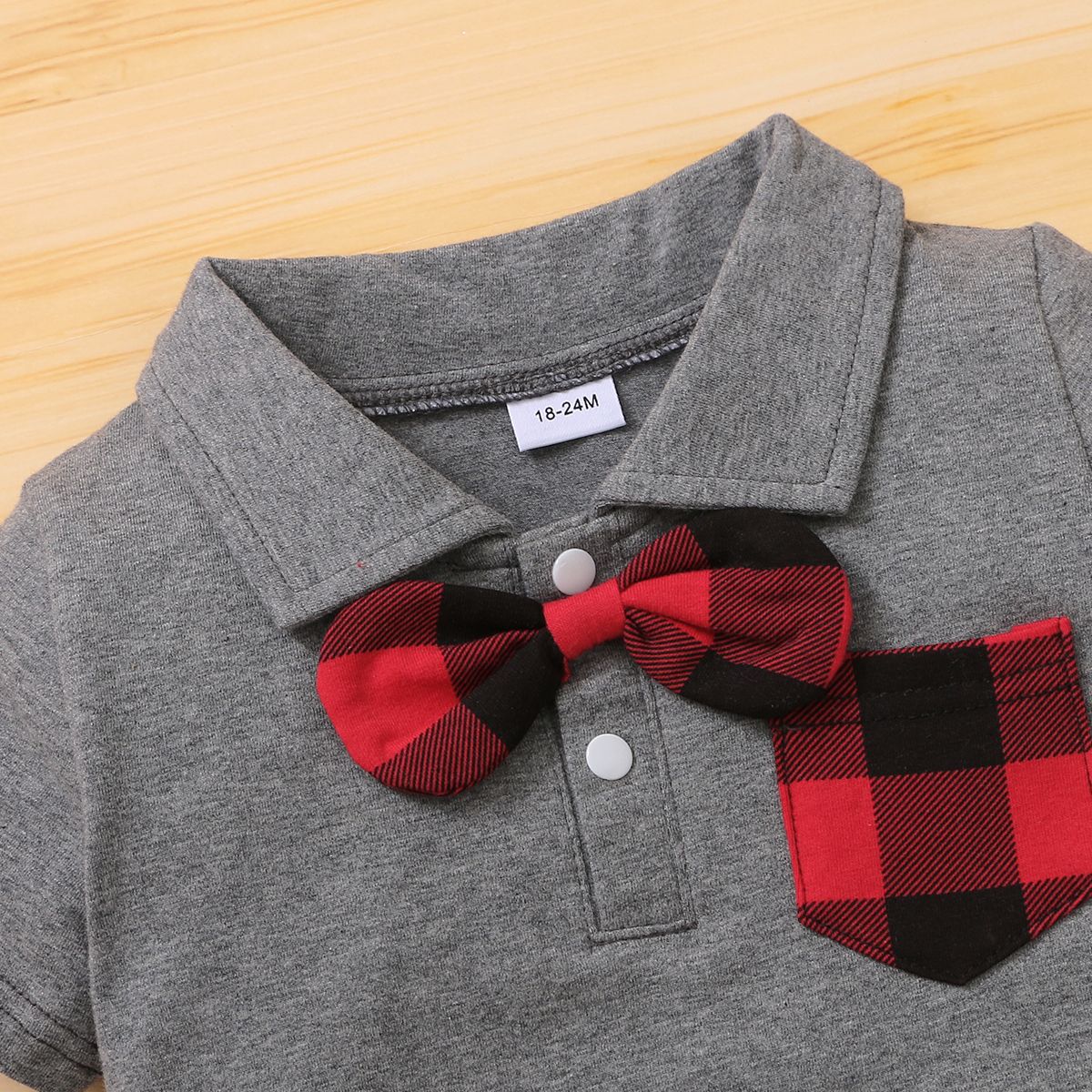 1-6Y Kid Boys Outfit Set Short Sleeves Red Plaid POLO Shirt+ Shorts Pants