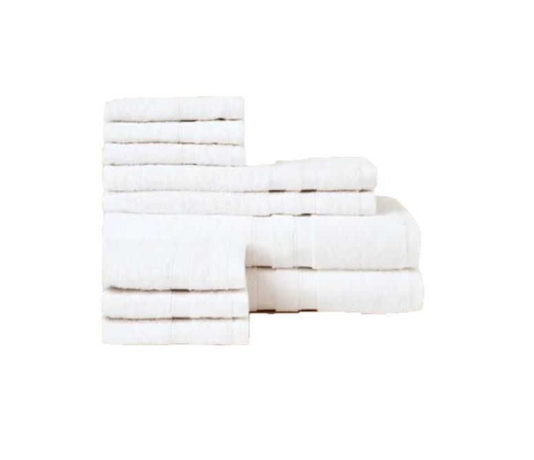 Towel Set 500 GSM 100% Cotton - 10-Piece, WHITE