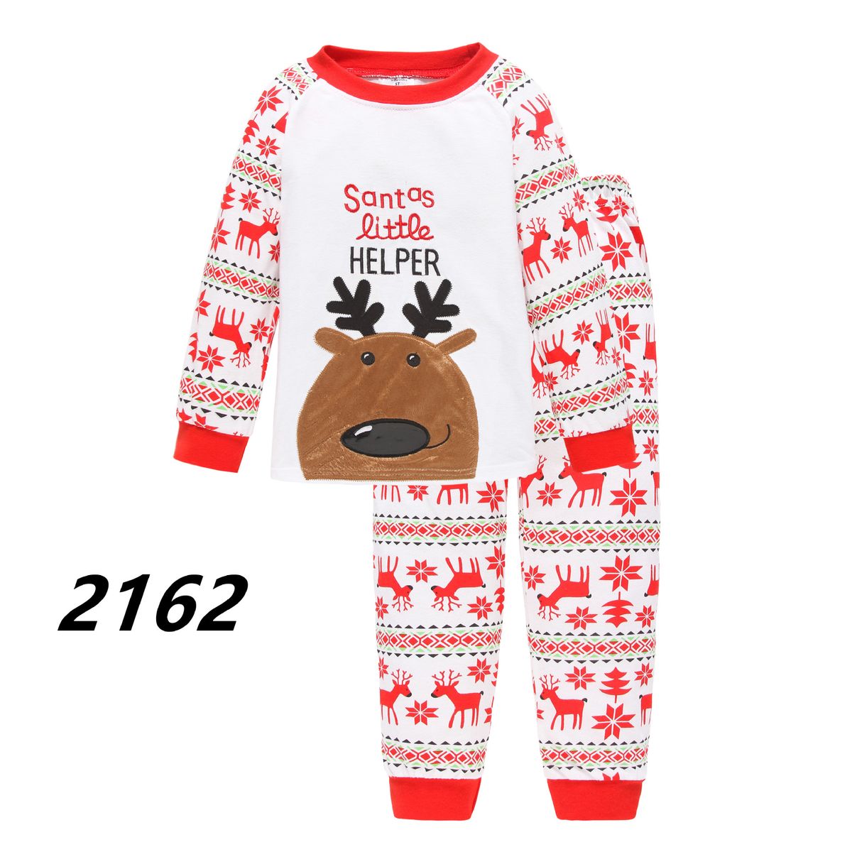 Christmas Santa Little Helper Pajamas Set-White