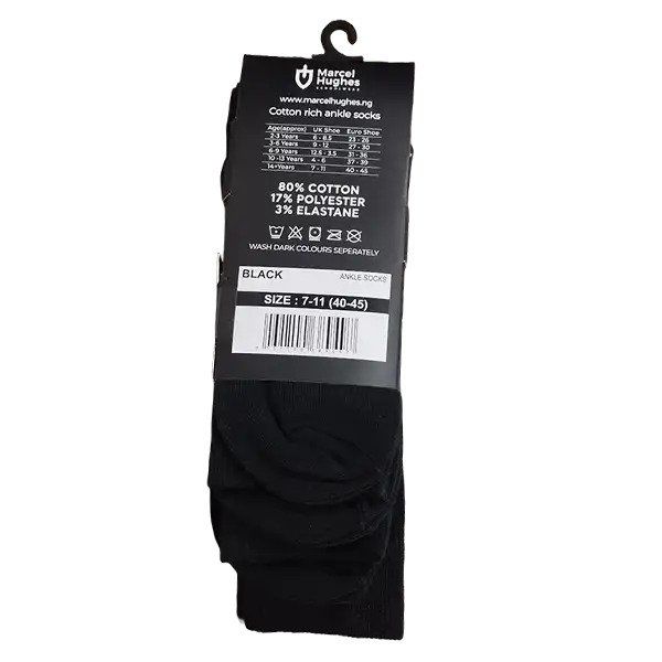 Boys Ankle Black Socks