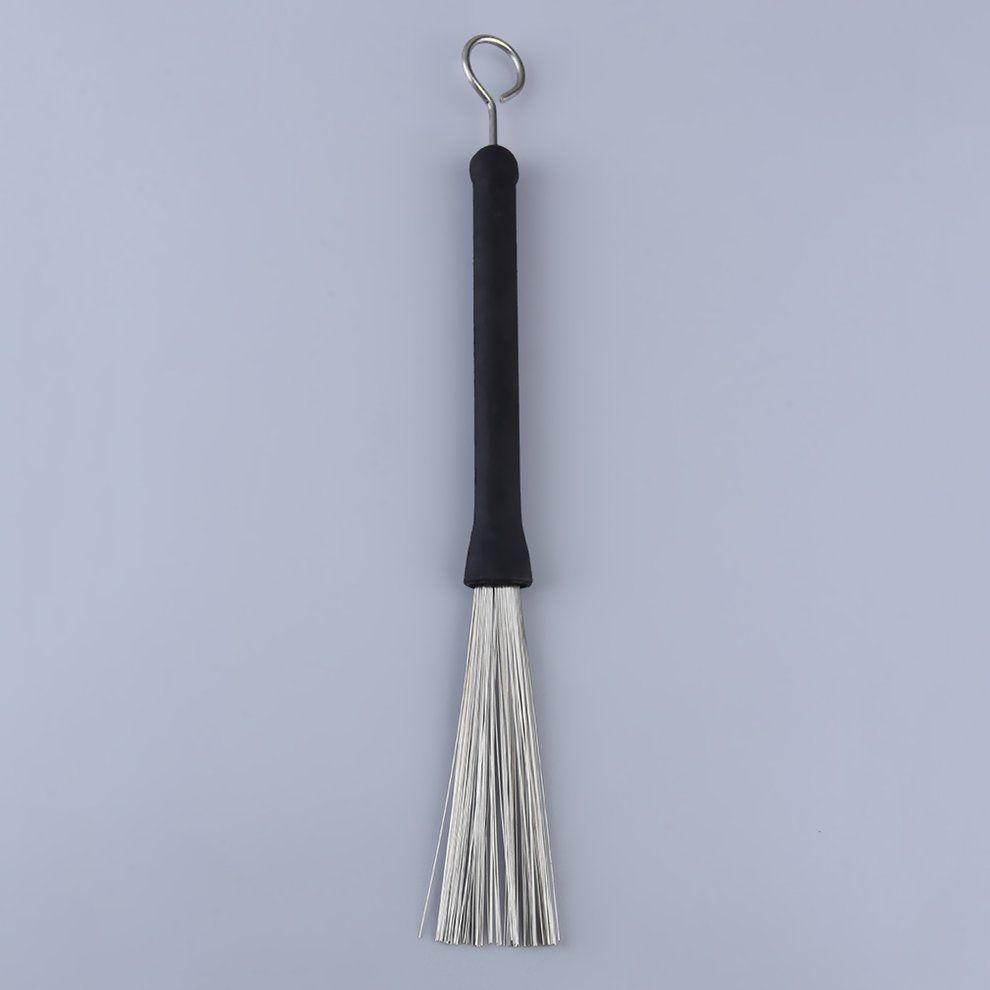 MT 1 Pair Of Rubber Handle   Wire Drum Throw Retractable Brushes Sticks-Black