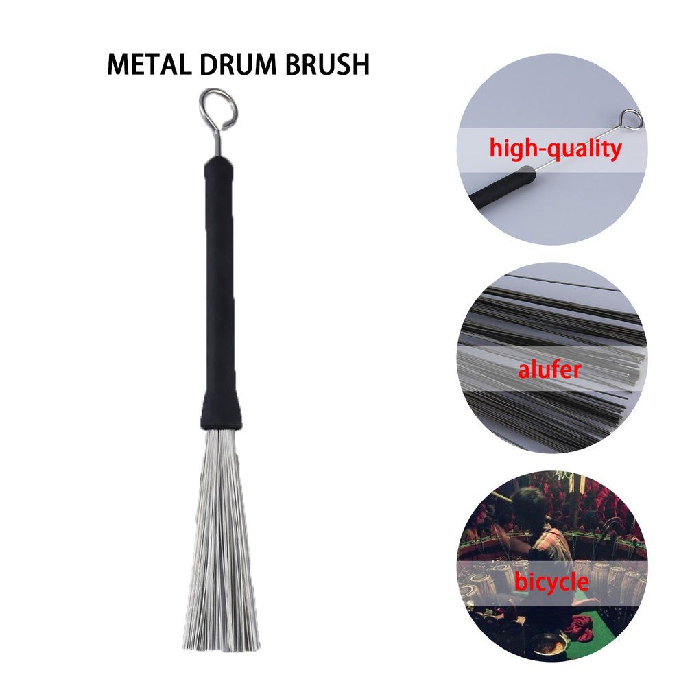 MT 1 Pair Of Rubber Handle   Wire Drum Throw Retractable Brushes Sticks-Black