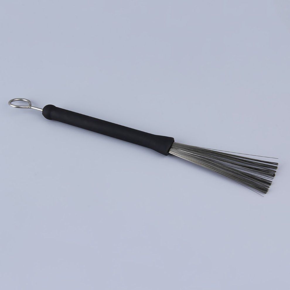 MT 1 Pair Of Rubber Handle   Wire Drum Throw Retractable Brushes Sticks-Black