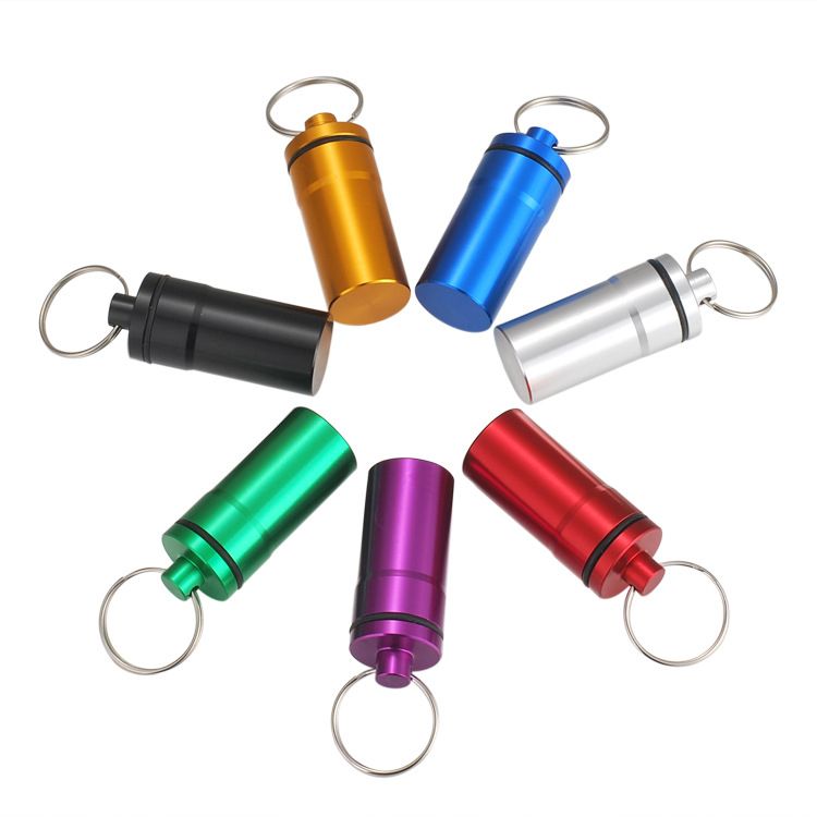 Portable Aluminum Alloy Pill Bottle Cartridge Keychain