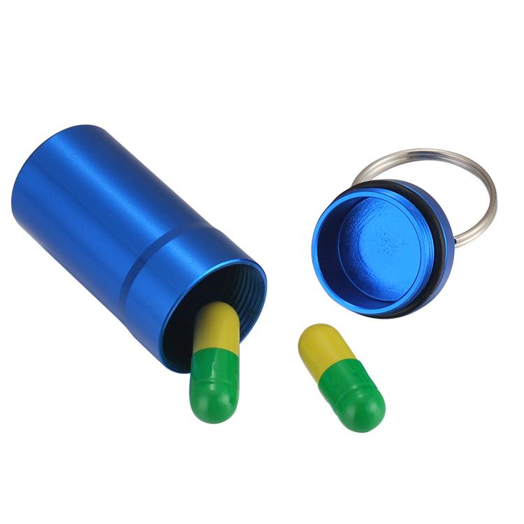 Portable Aluminum Alloy Pill Bottle Cartridge Keychain