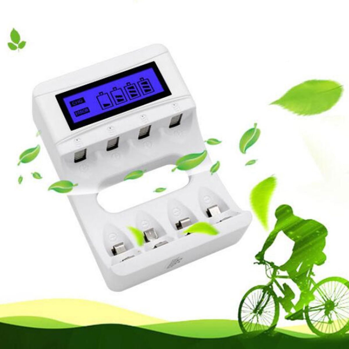 Battery Charger Individual LCD Display For AA AAA Microphone