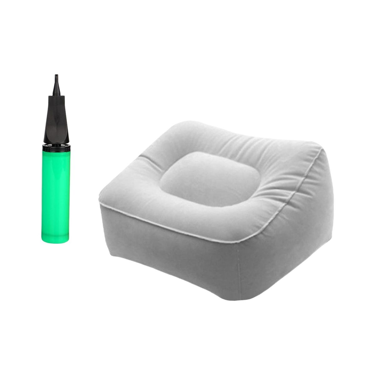 Inflatable Foot Rest Pillow With Inflator Flocked Feet For Cars Gray