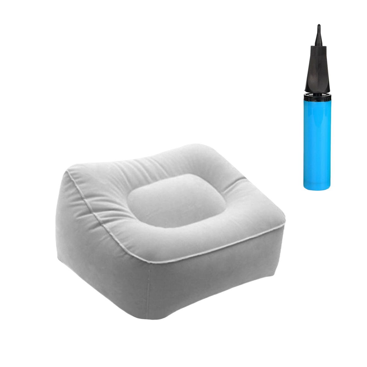 Inflatable Foot Rest Pillow With Inflator Flocked Feet For Cars Gray