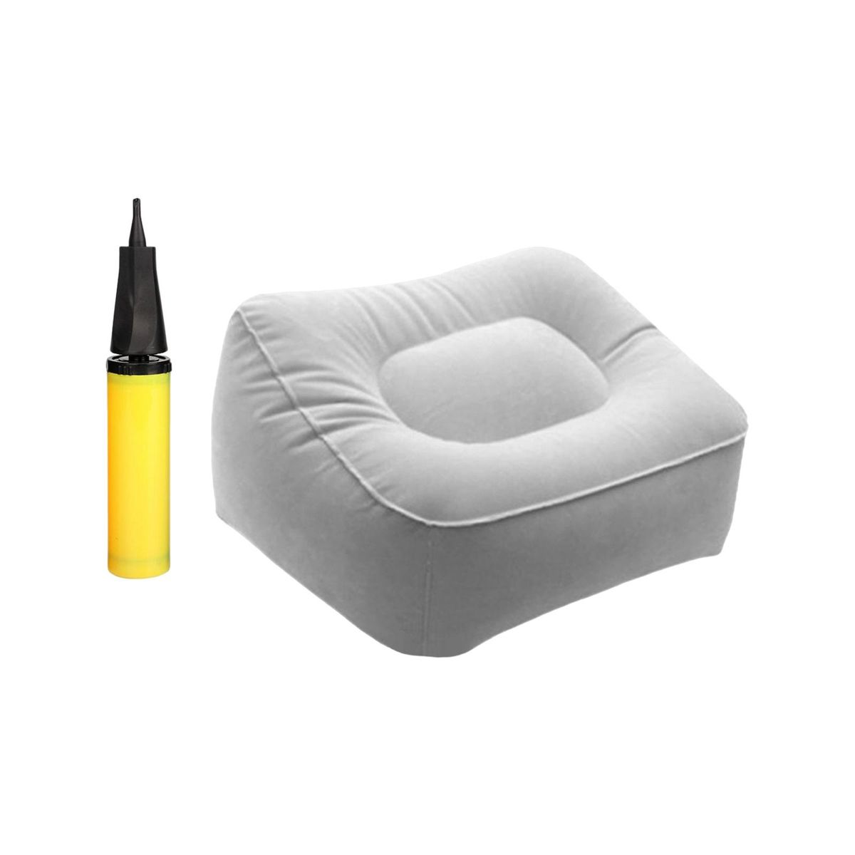 Inflatable Foot Rest Pillow With Inflator Flocked Feet For Cars Gray