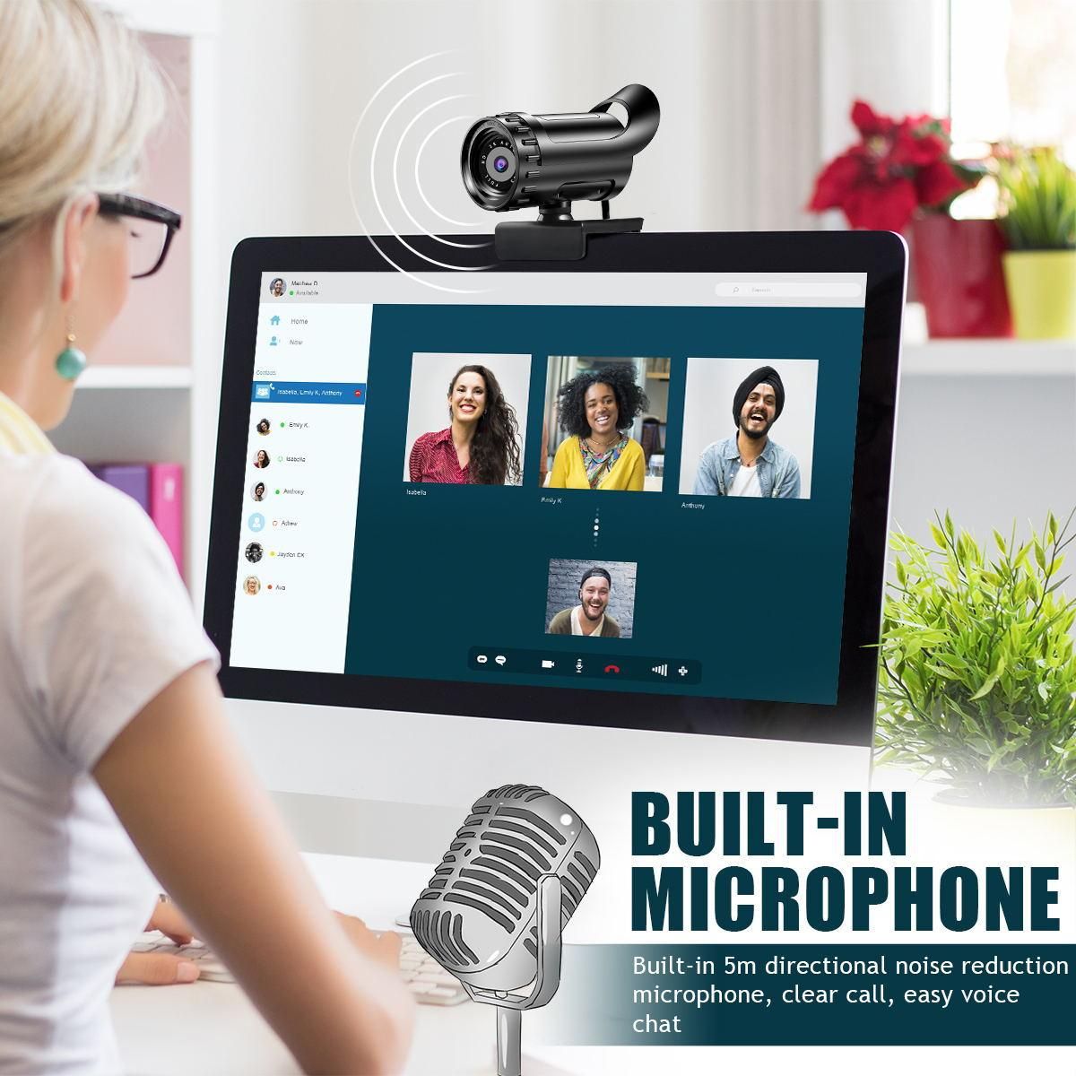 1080P Mini Camera Laptop Camera with Microphone for Streaming Video YouTube Webcam 4K 2K Auto Focus PC Web Cam with Gift Tripod