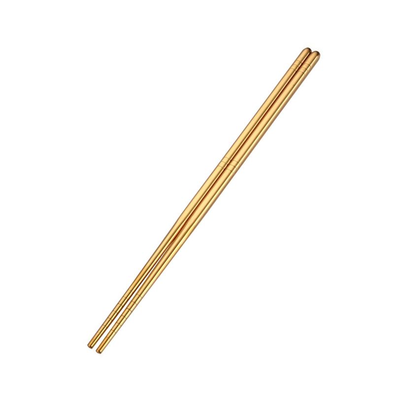 1 Pair Stainless Steel Tableware Colorful Reusable Metal Chopsticks Dishware, Lengthﾣﾺ23cm(Gold)