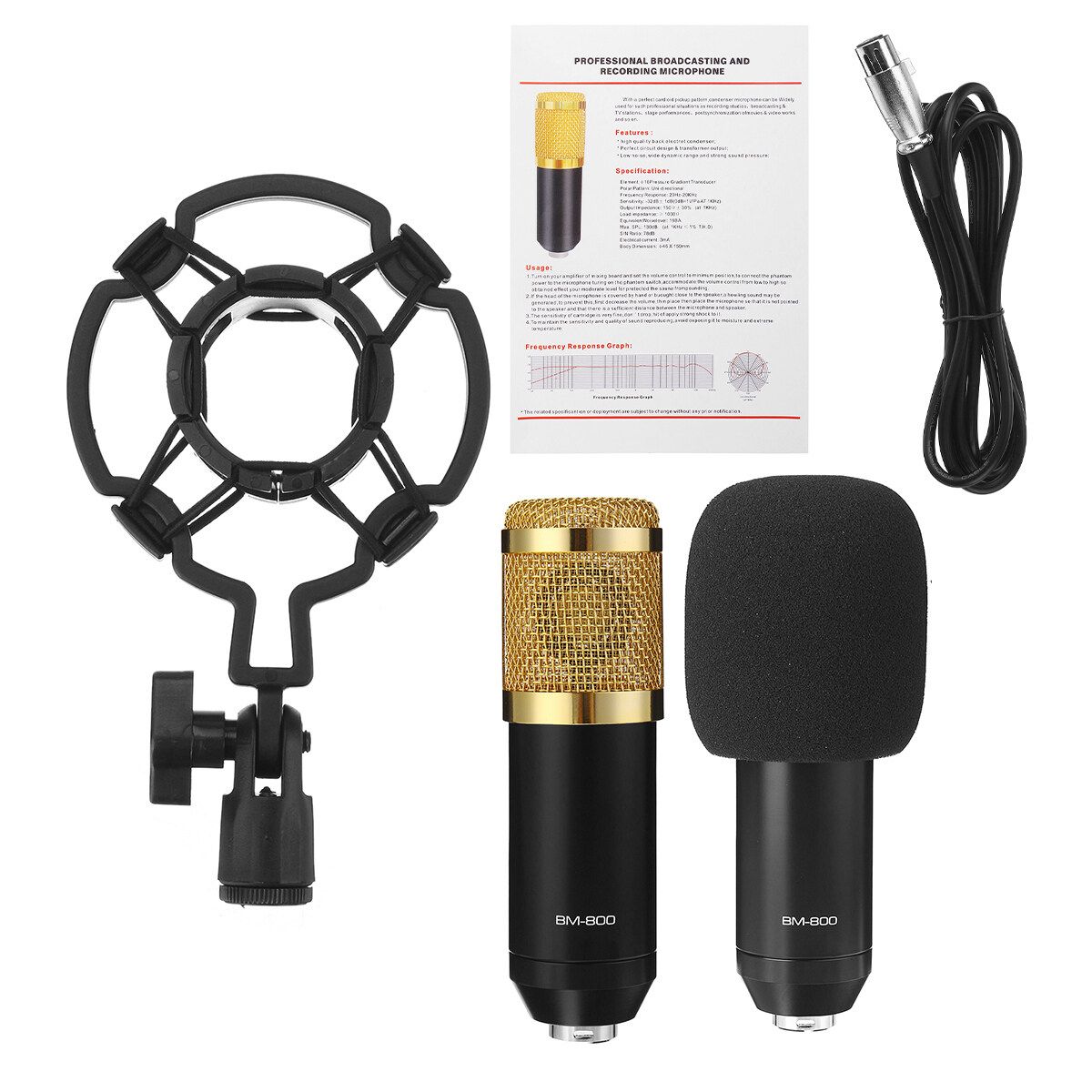 2020 New Upgraded Desktop Microphone Set Condenser Microphone Professional Studio Cardioid PC Mic For Studio Recording Broadcasting Black