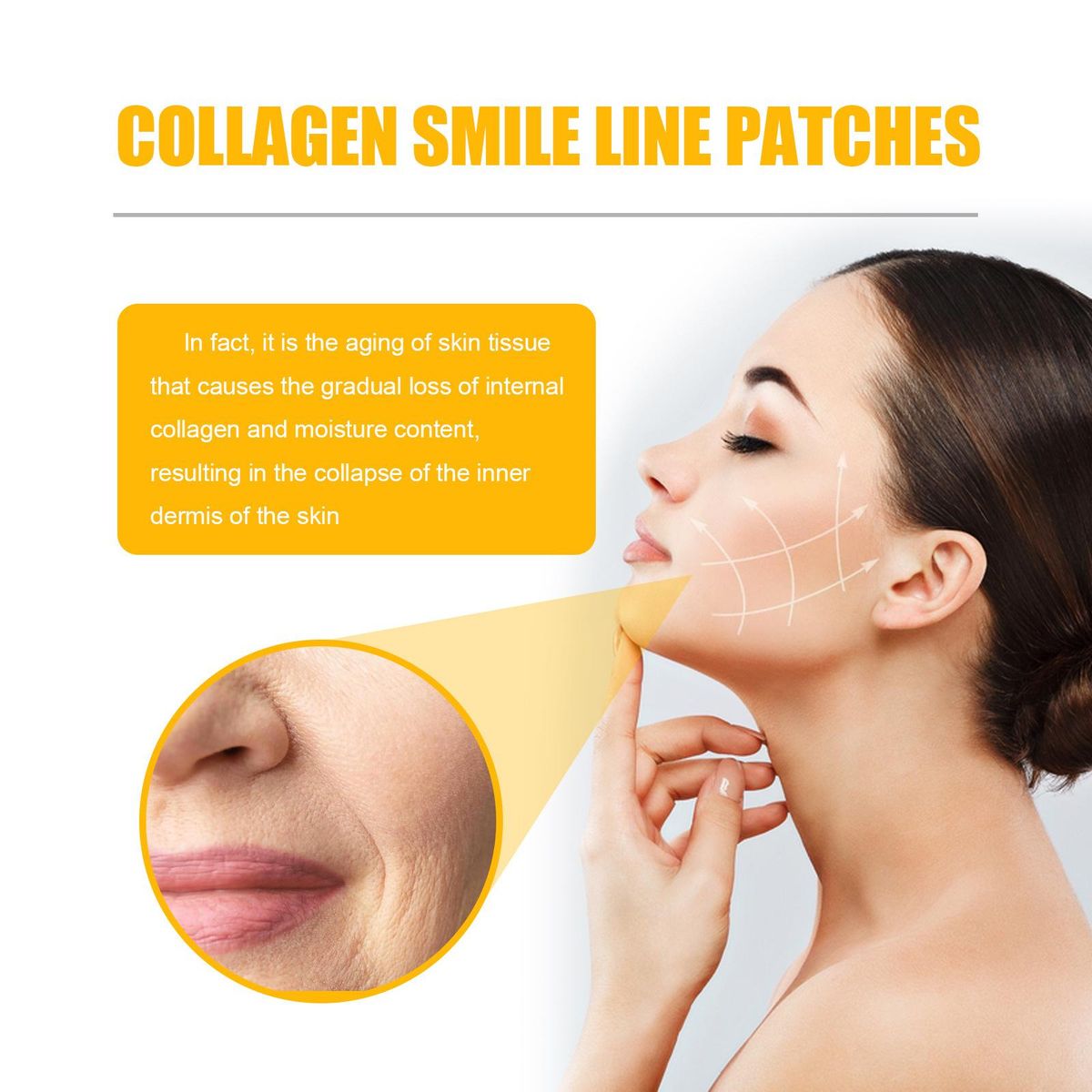 Jaysuing 10pcs Collagen Nasolabial Folds Patches Lift and Tighten the Skin Treatment Adhesive Smoothing Wrinkle Patches for Facial Skin Care