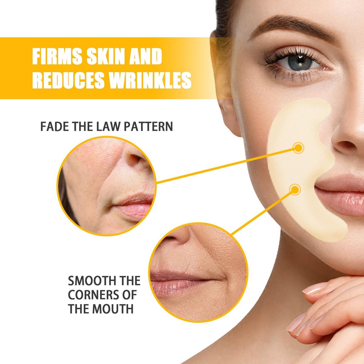 Jaysuing 10pcs Collagen Nasolabial Folds Patches Lift and Tighten the Skin Treatment Adhesive Smoothing Wrinkle Patches for Facial Skin Care
