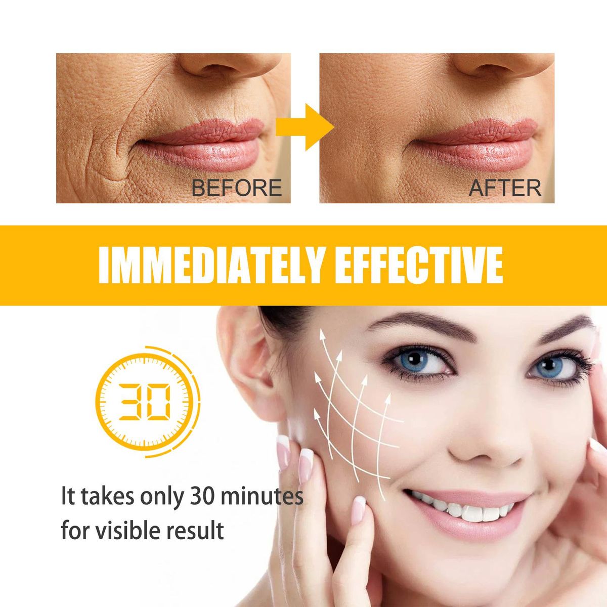 Jaysuing 10pcs Collagen Nasolabial Folds Patches Lift and Tighten the Skin Treatment Adhesive Smoothing Wrinkle Patches for Facial Skin Care