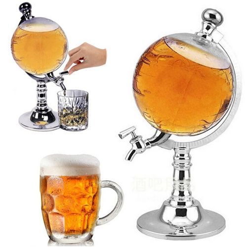 1000cc Globe Shaped Drinks Decanter Beverage Liquor Drink Dispenser With Tap