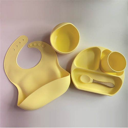 Baby Silicone Feeding Tableware Set Of 5-Yellow