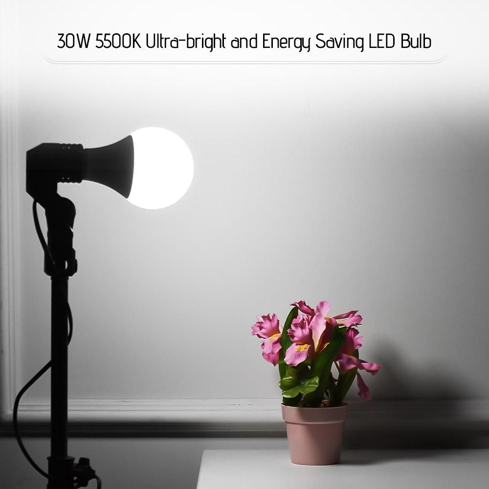 Andoer E27 30W Energy-saving LED Bulb Lamp 5500K Soft White Daylight for Photo Video Studio Home Commercial Lighting