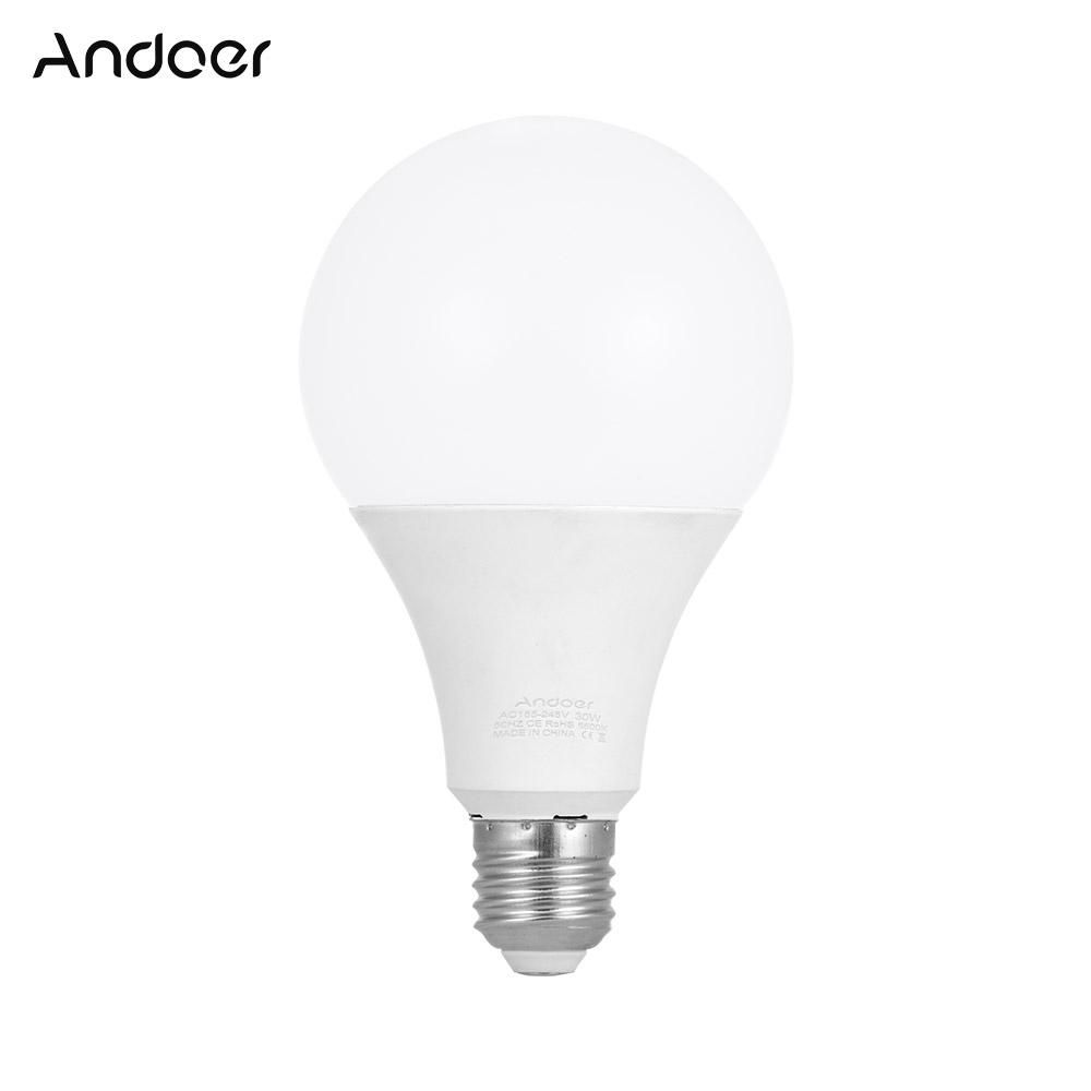 Andoer E27 30W Energy-saving LED Bulb Lamp 5500K Soft White Daylight for Photo Video Studio Home Commercial Lighting