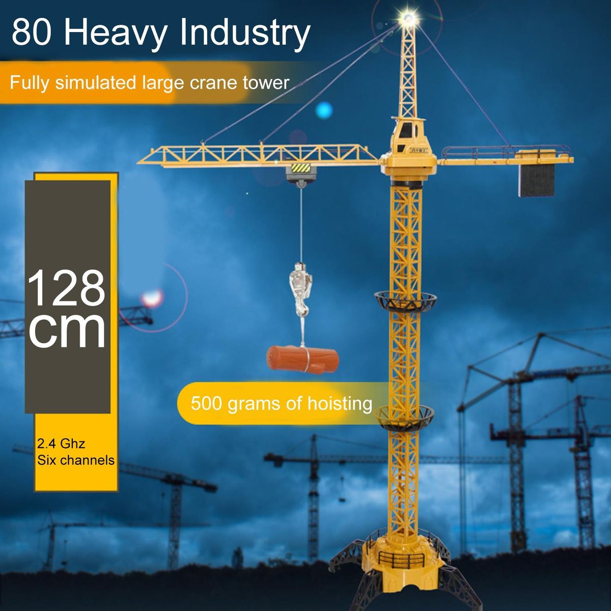 1 Set RC Tower Cranes Toy Boys Girls Remote Control Cranes Yellow