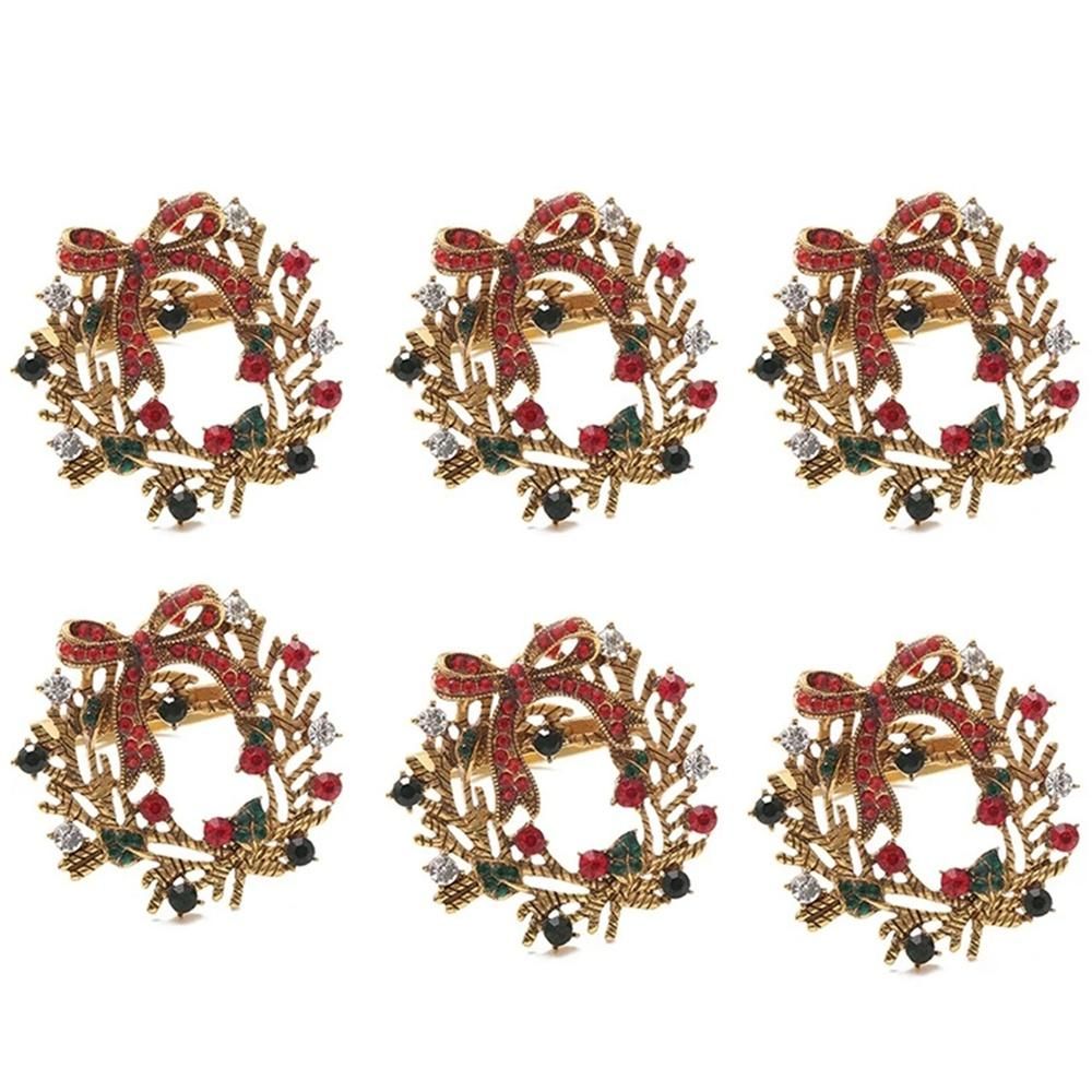 Christmas Wreath Napkin Rings Metal Napkin Buckle Napkin Holder Napkin Circle Hotel Restaurant Wedding Party Dinner