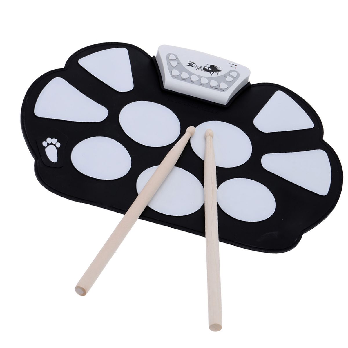 Portable Electronic Drum Pad Kit Silicon Foldable With Stick