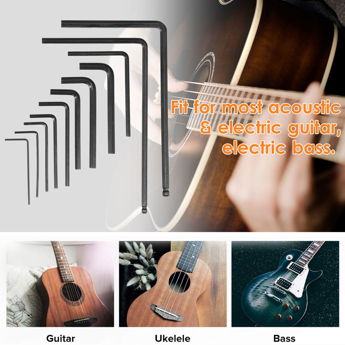 11pcs Guitar Wrenches Guitar Inner Hexagon Wrench Set With