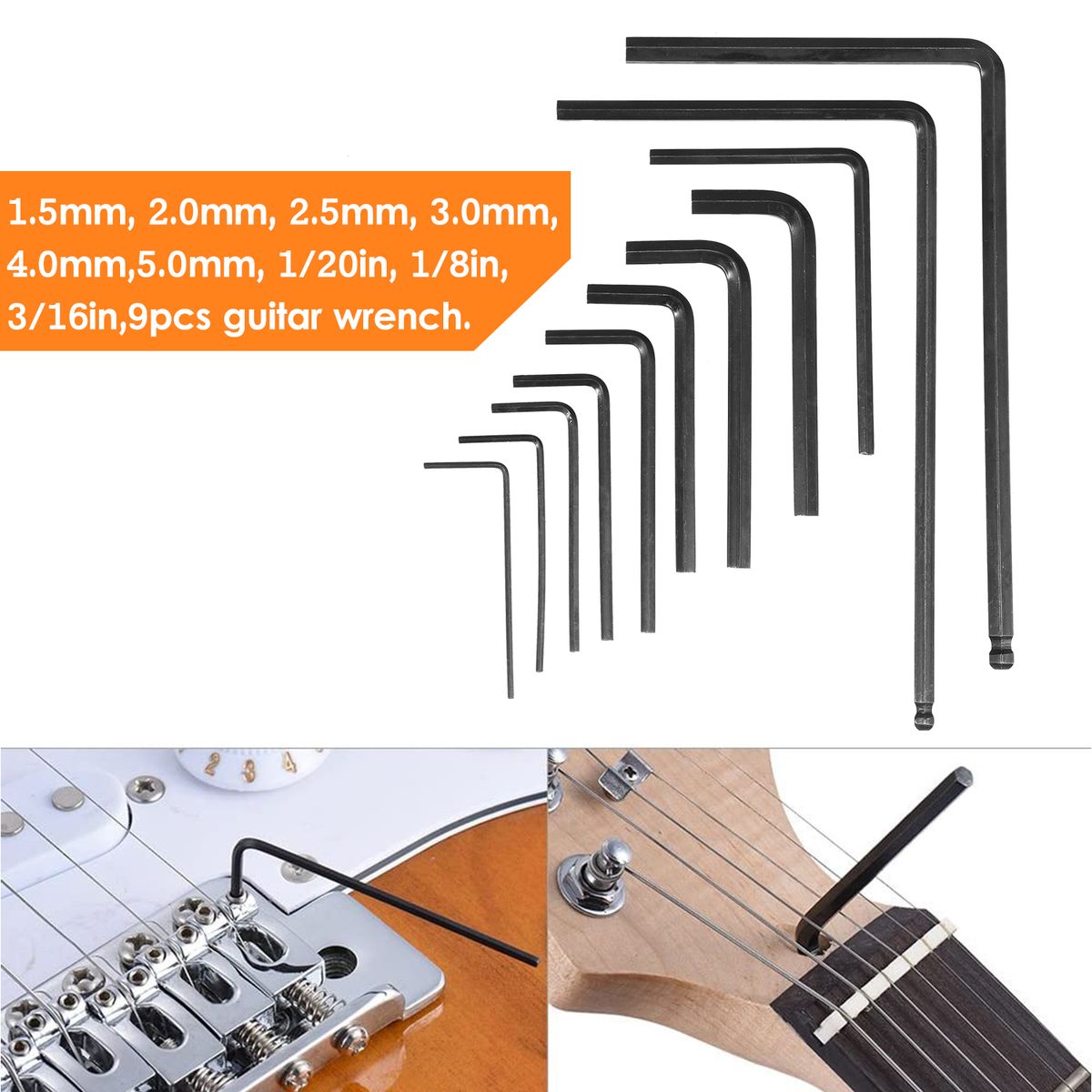 11pcs Guitar Wrenches Guitar Inner Hexagon Wrench Set With