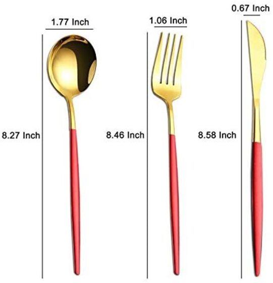 Two Tone Spoon, Fork And Knife Set With Case (3pcs)