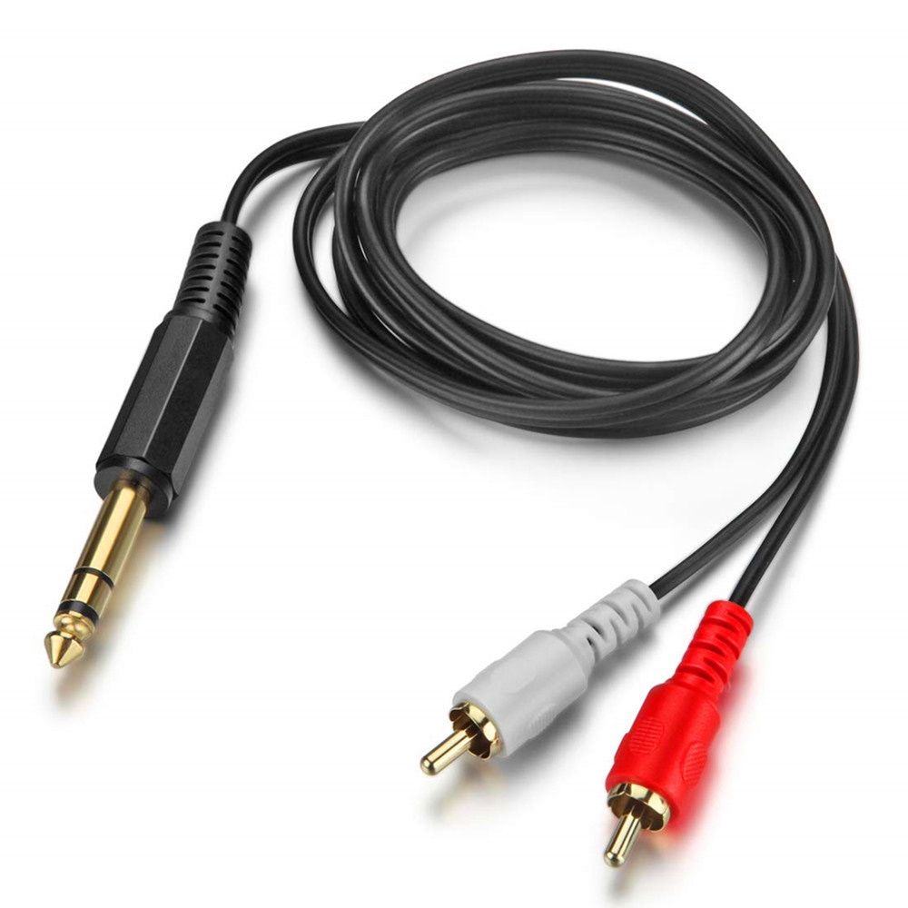 6.35mm Male TRS Stereo Plug To 2 RCA Phono Male Audio Cable Connector, Length:1.5m