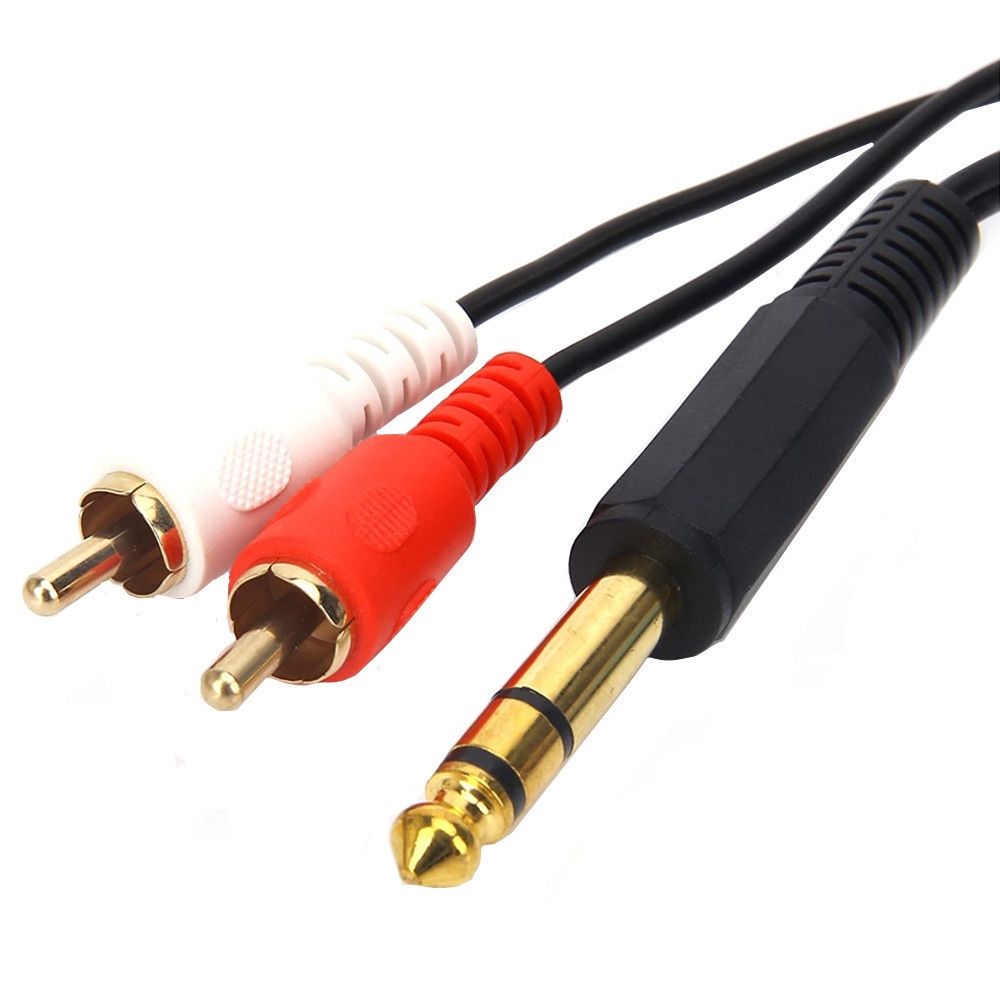6.35mm Male TRS Stereo Plug To 2 RCA Phono Male Audio Cable Connector, Length:1.5m
