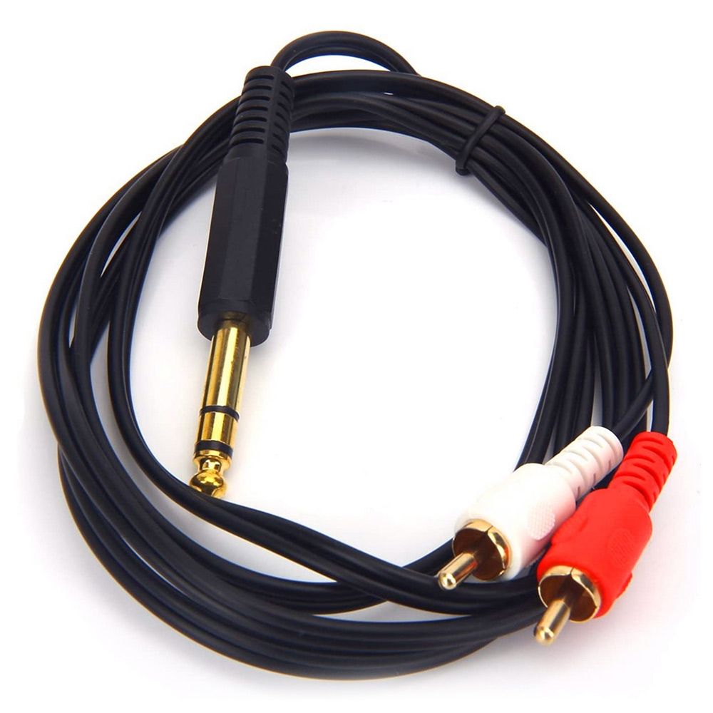 6.35mm Male TRS Stereo Plug To 2 RCA Phono Male Audio Cable Connector, Length:1.5m