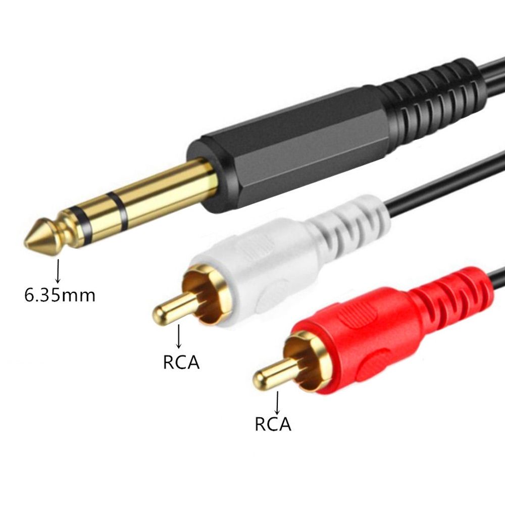 6.35mm Male TRS Stereo Plug To 2 RCA Phono Male Audio Cable Connector, Length:1.5m