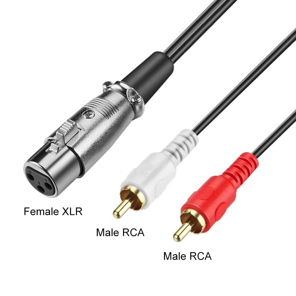 2 RCA Male To XLR Female Stereo Audio Cable, Cable Length:1.5m