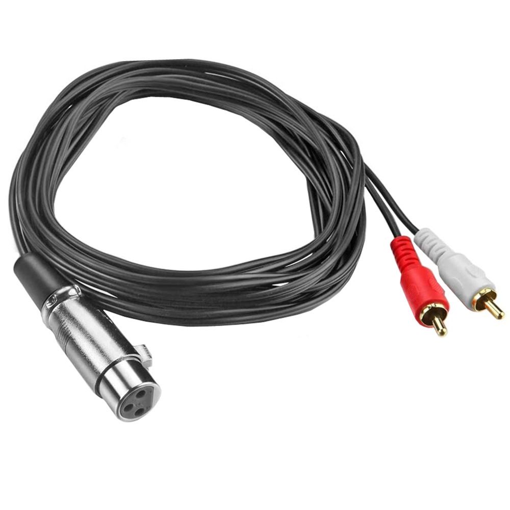 2 RCA Male To XLR Female Stereo Audio Cable, Cable Length:1.5m