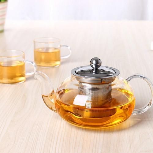 Clear Borosilicate Glass Teapot With Stainless Steel Infuser Strainer Heat Resistant Loose Leaf Tea Pot Kettle Set Teaware