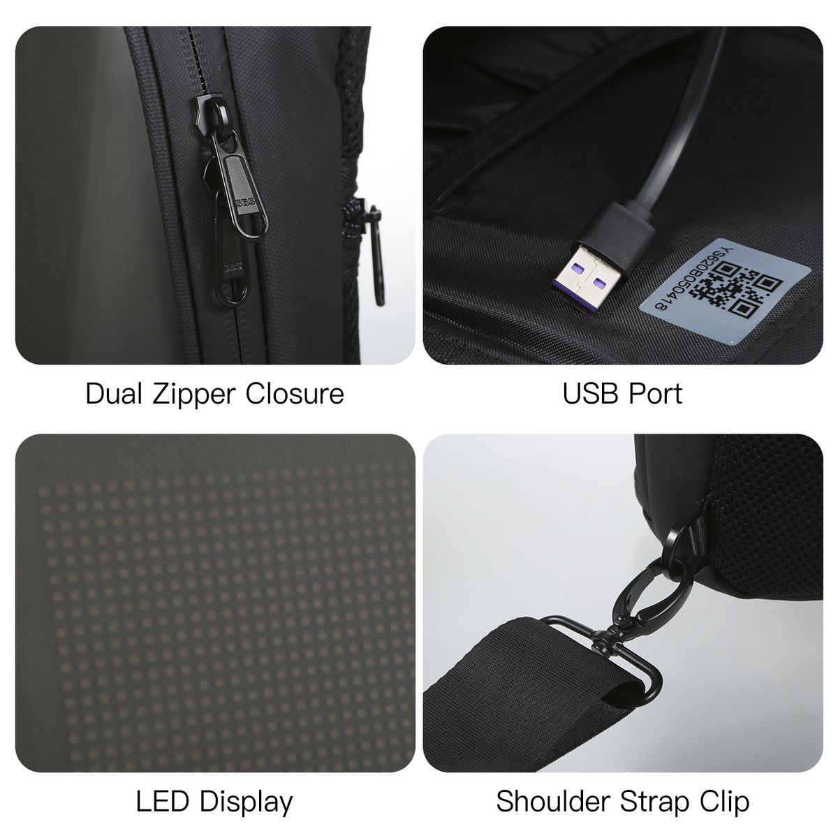 LED Color Screen Sling Bag Customizable Backpack Travel Bag
