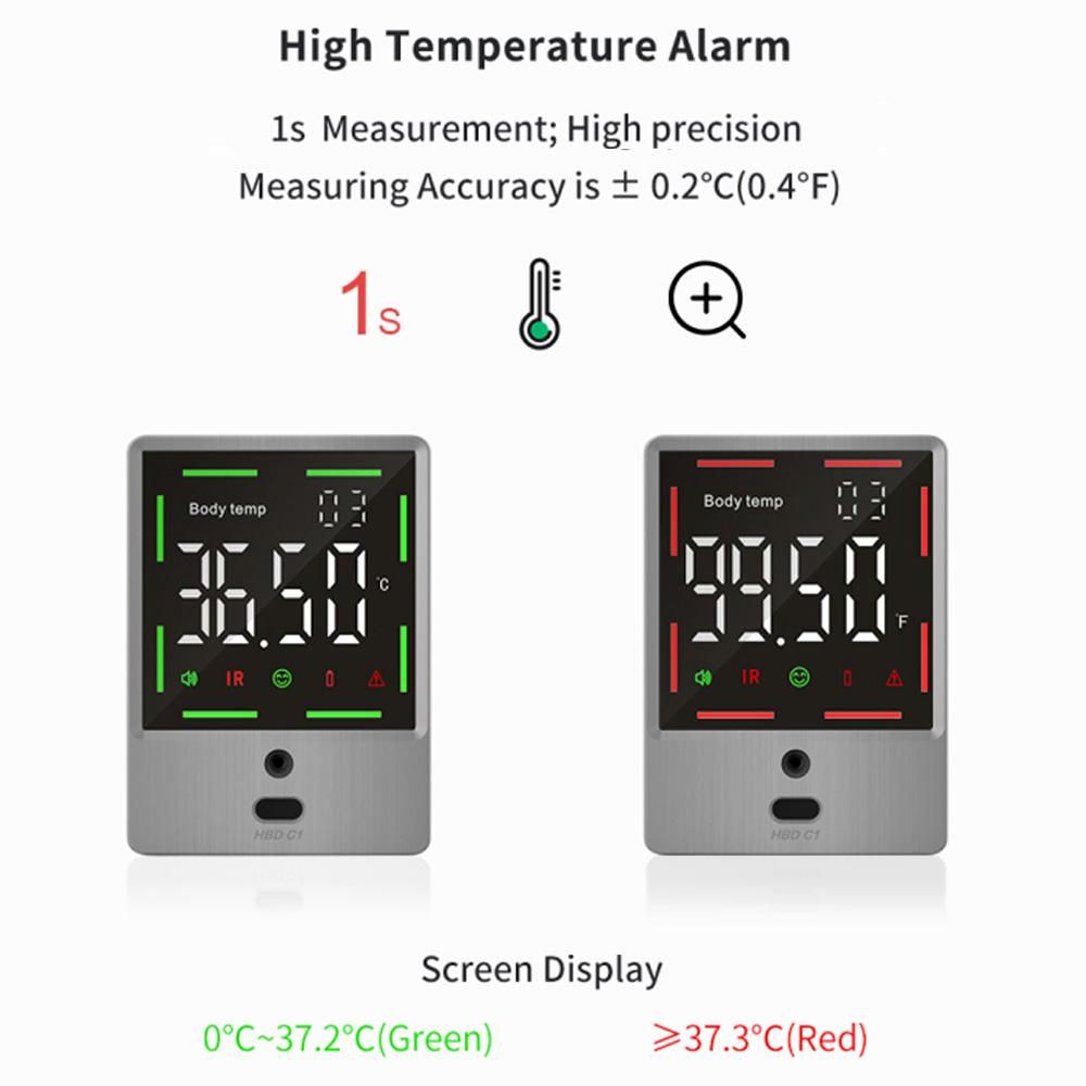 Wall-mounted Infrared Thermometer Body Temperature Measurement Ferromagnetic Room Thermometer Accurate Indoor Temperature 32 Groups Memory Value High Temperature Alarm Non-contact Measurement