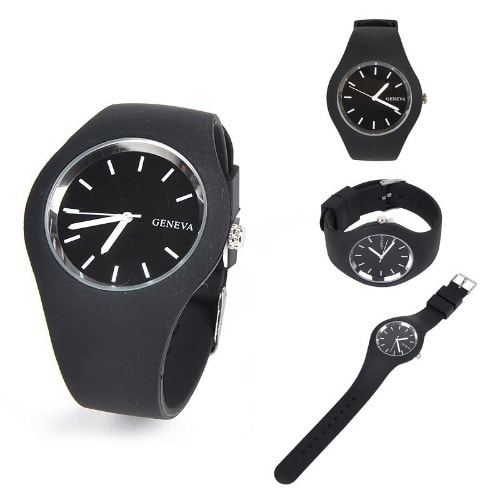 Silicone Sports Unisex Watch -Outdoor - Black