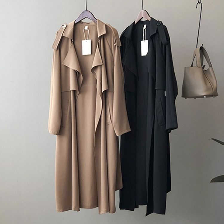 Ladies Retro Fashion Long Loose Windbreaker Jacket