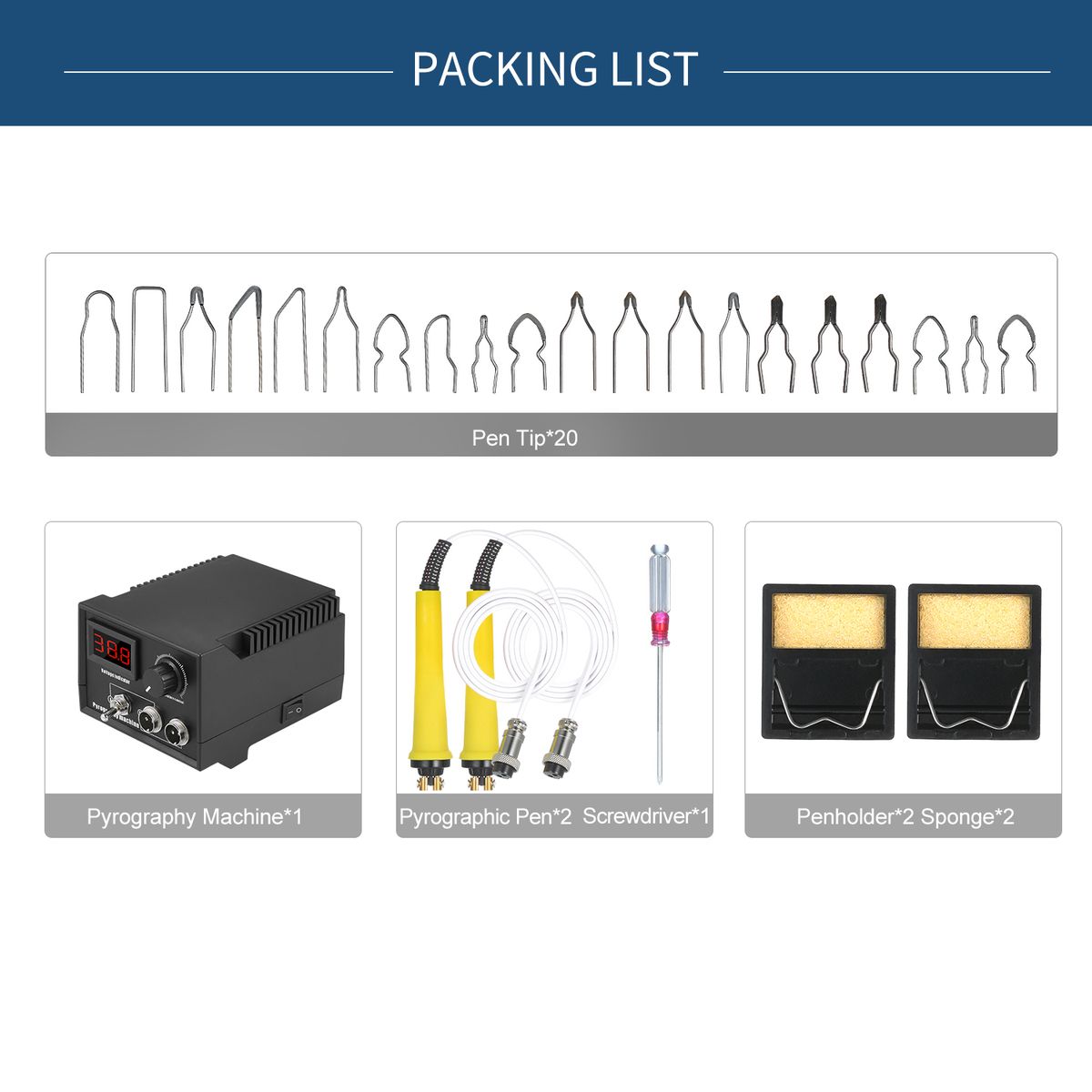 60W 220V 29PCS Woodburner Wood Burning Tool Kit Adjustable